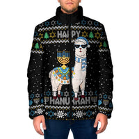 Happy Hanukkah Llama Padded Jacket Funny Menorah for Jewish Holiday - Wonder Print Shop