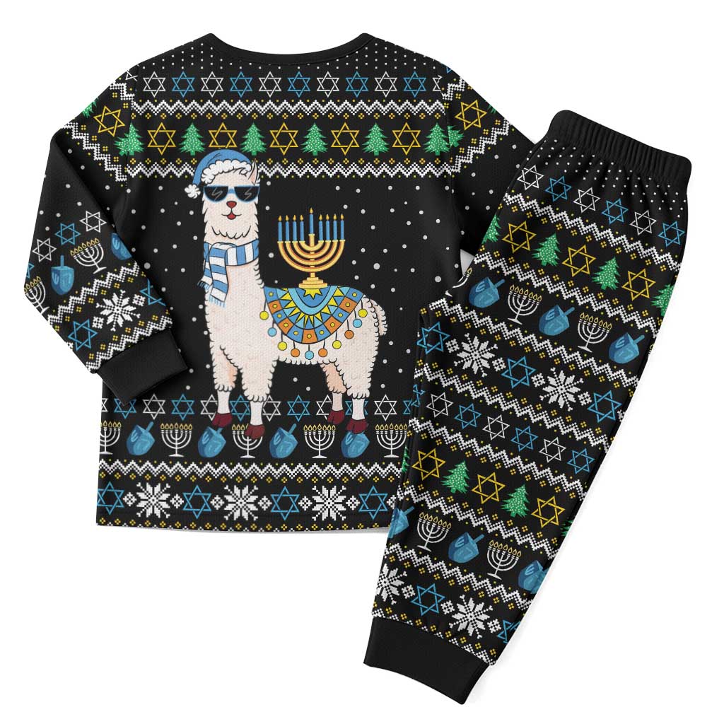 Happy Hanukkah Llama Christmas Pajama Set Funny Menorah for Jewish Holiday - Wonder Print Shop