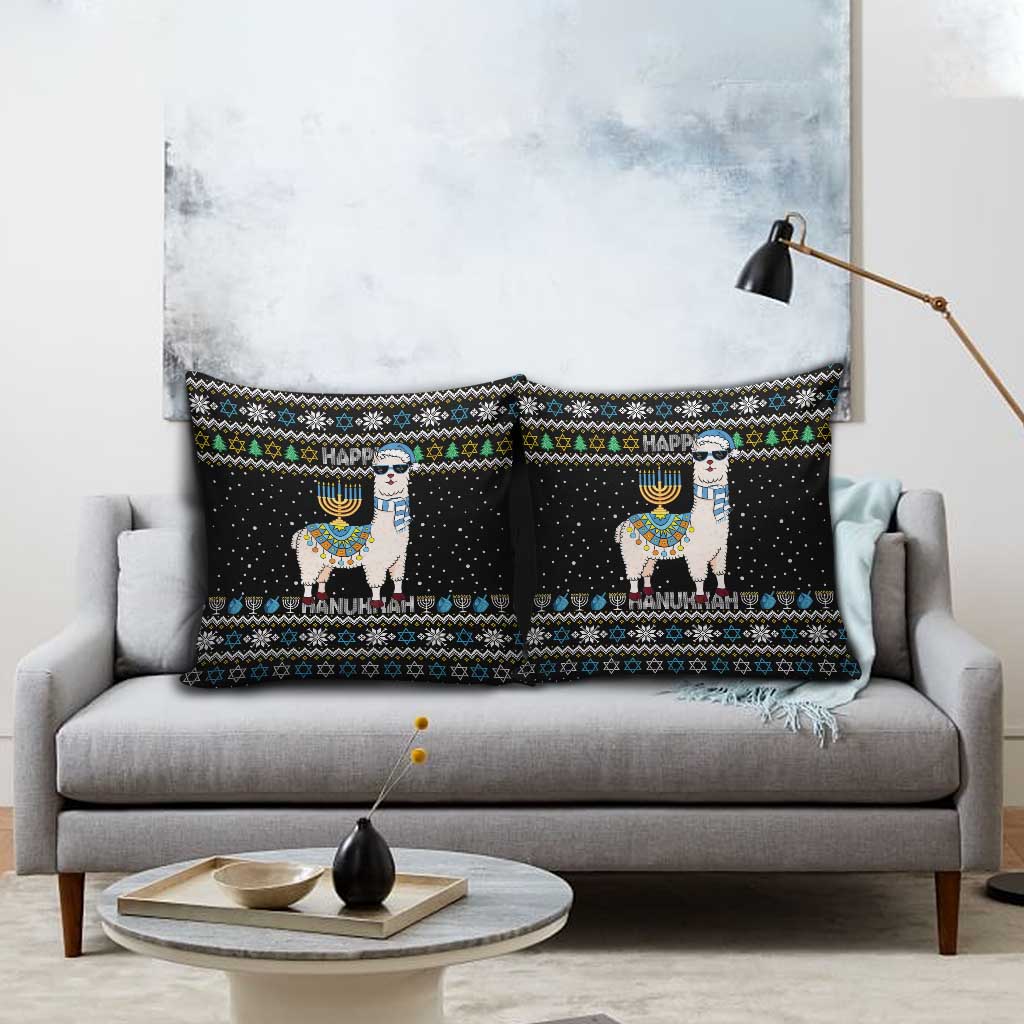 Happy Hanukkah Llama Pillow Cover Funny Menorah for Jewish Holiday - Wonder Print Shop