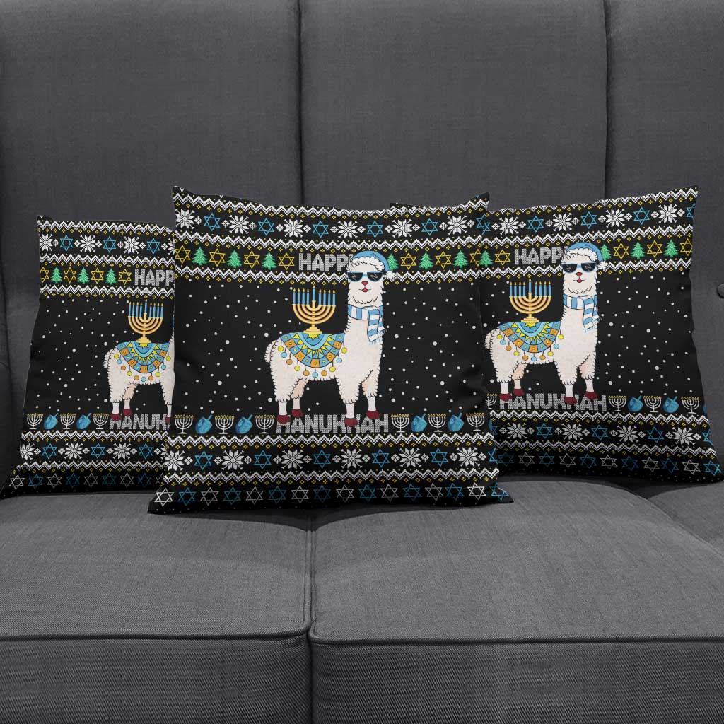 Happy Hanukkah Llama Pillow Cover Funny Menorah for Jewish Holiday - Wonder Print Shop