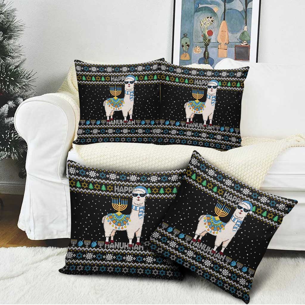 Happy Hanukkah Llama Pillow Cover Funny Menorah for Jewish Holiday - Wonder Print Shop