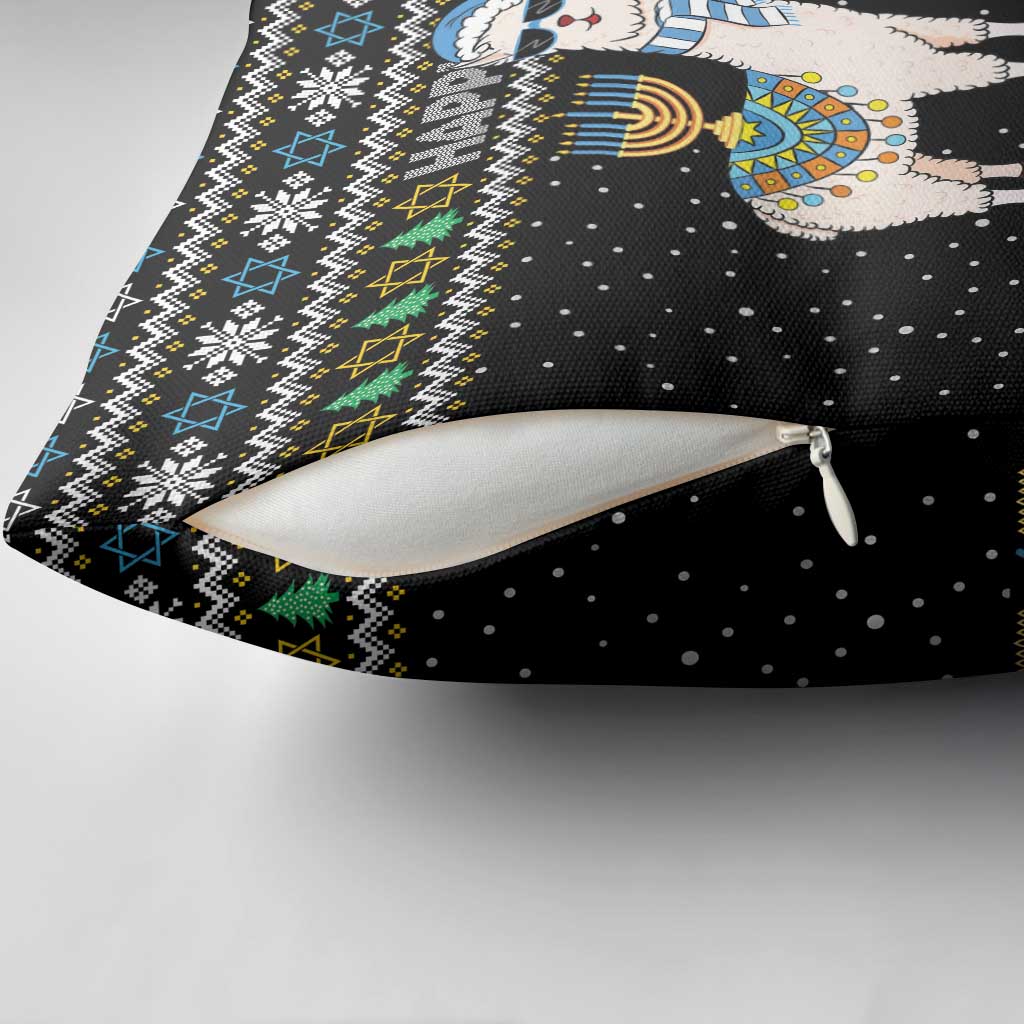 Happy Hanukkah Llama Pillow Cover Funny Menorah for Jewish Holiday - Wonder Print Shop