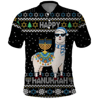 Happy Hanukkah Llama Polo Shirt Funny Menorah for Jewish Holiday - Wonder Print Shop