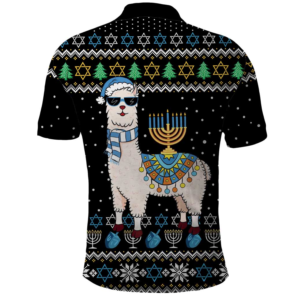 Happy Hanukkah Llama Polo Shirt Funny Menorah for Jewish Holiday - Wonder Print Shop