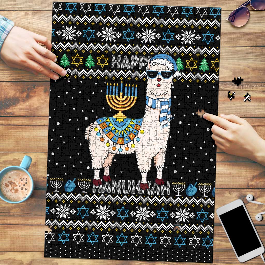 Happy Hanukkah Llama Puzzle Funny Menorah for Jewish Holiday - Wonder Print Shop