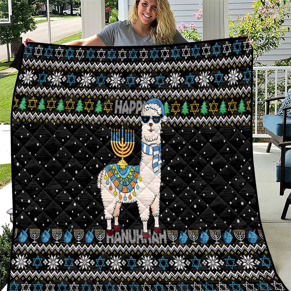 Happy Hanukkah Llama Quilt Funny Menorah for Jewish Holiday - Wonder Print Shop