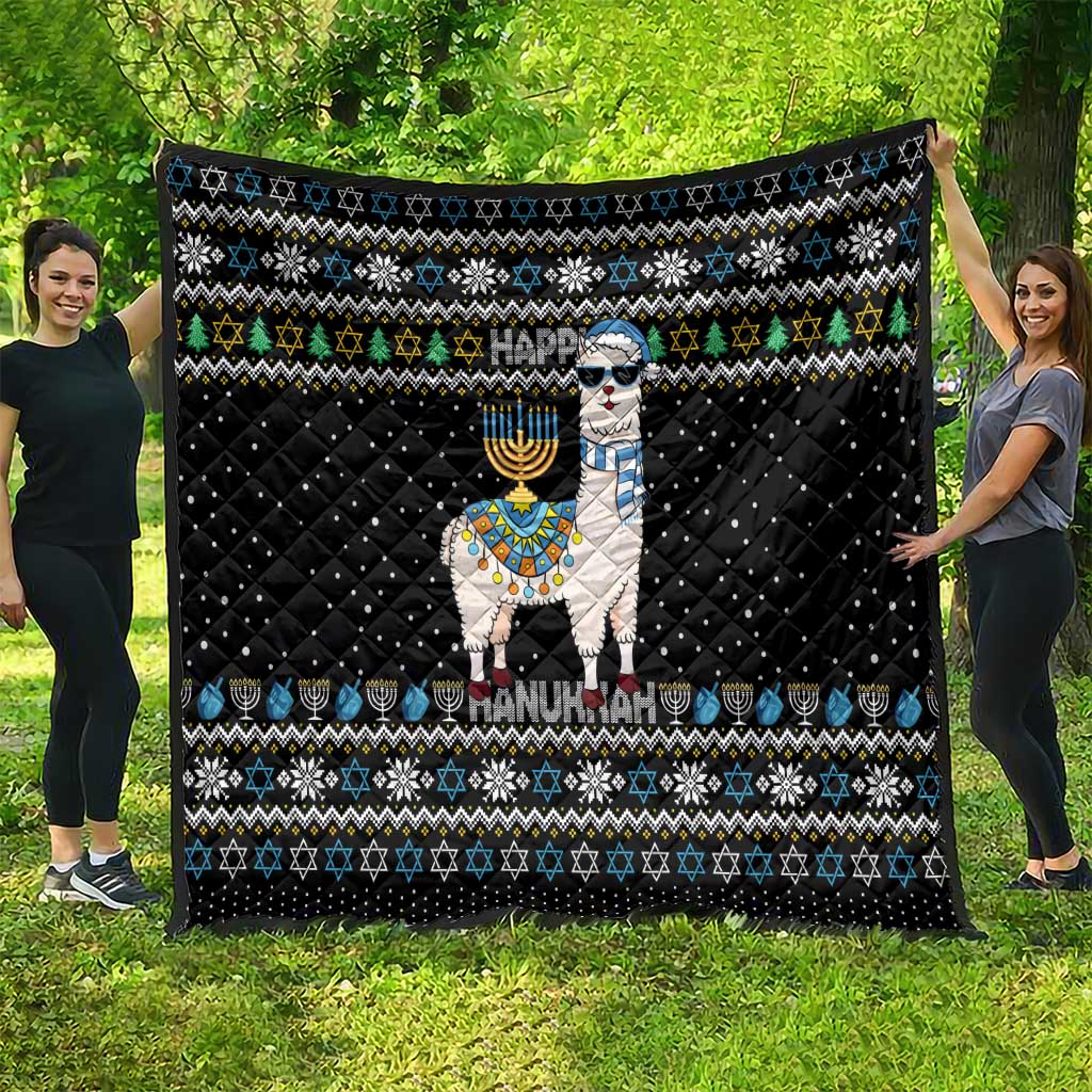 Happy Hanukkah Llama Quilt Funny Menorah for Jewish Holiday - Wonder Print Shop