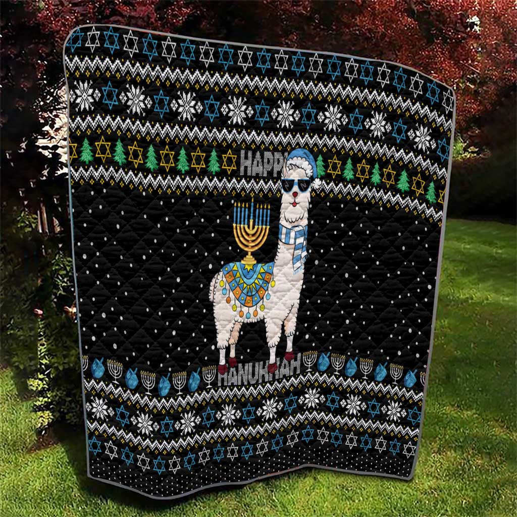 Happy Hanukkah Llama Quilt Funny Menorah for Jewish Holiday - Wonder Print Shop