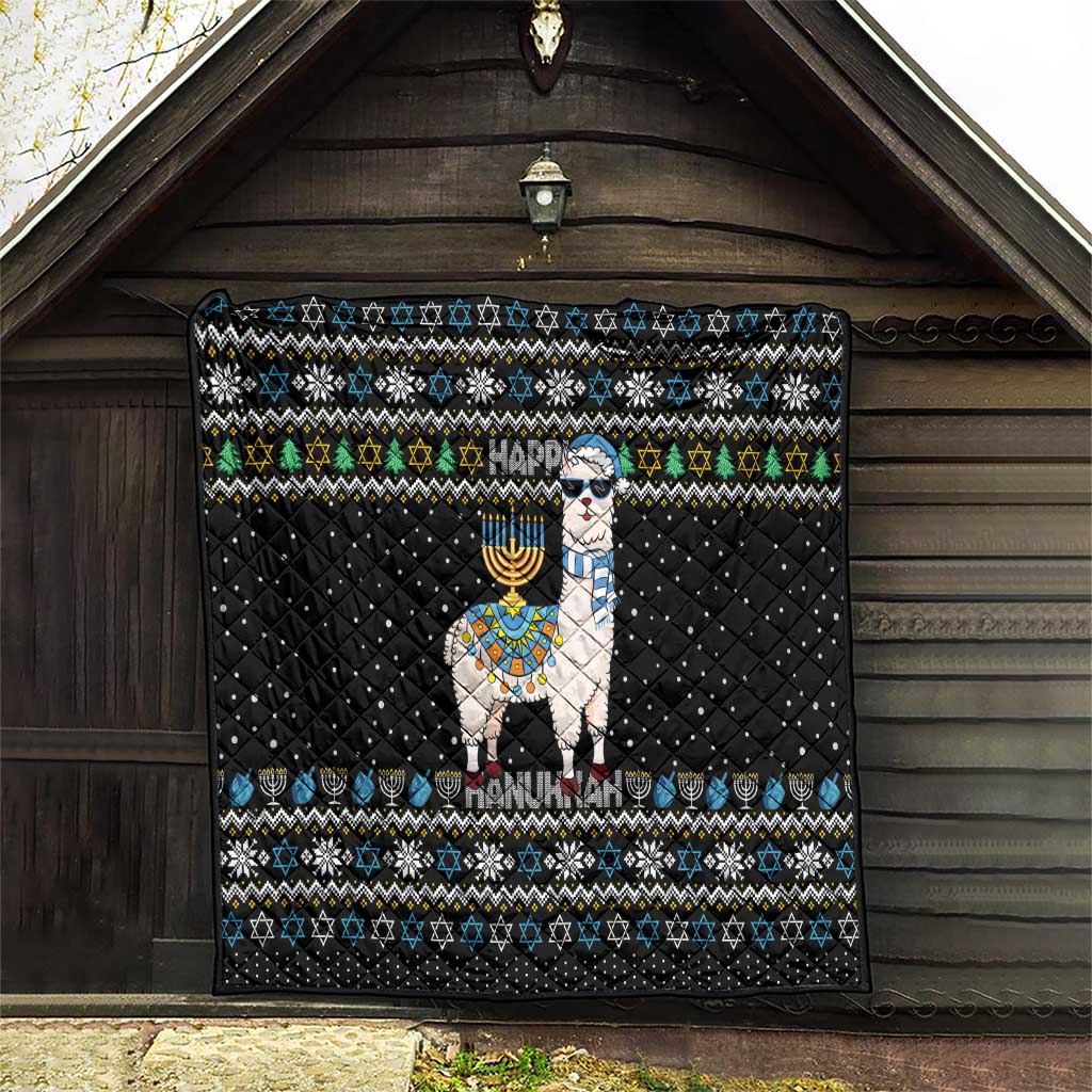 Happy Hanukkah Llama Quilt Funny Menorah for Jewish Holiday - Wonder Print Shop