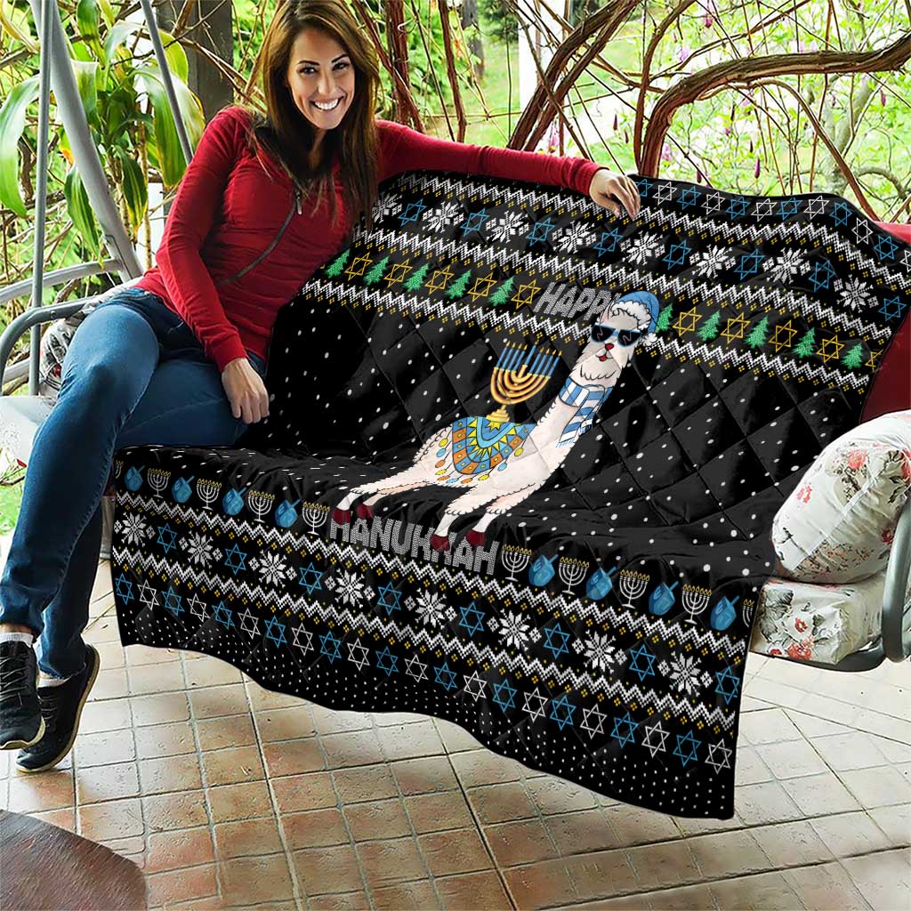 Happy Hanukkah Llama Quilt Funny Menorah for Jewish Holiday - Wonder Print Shop