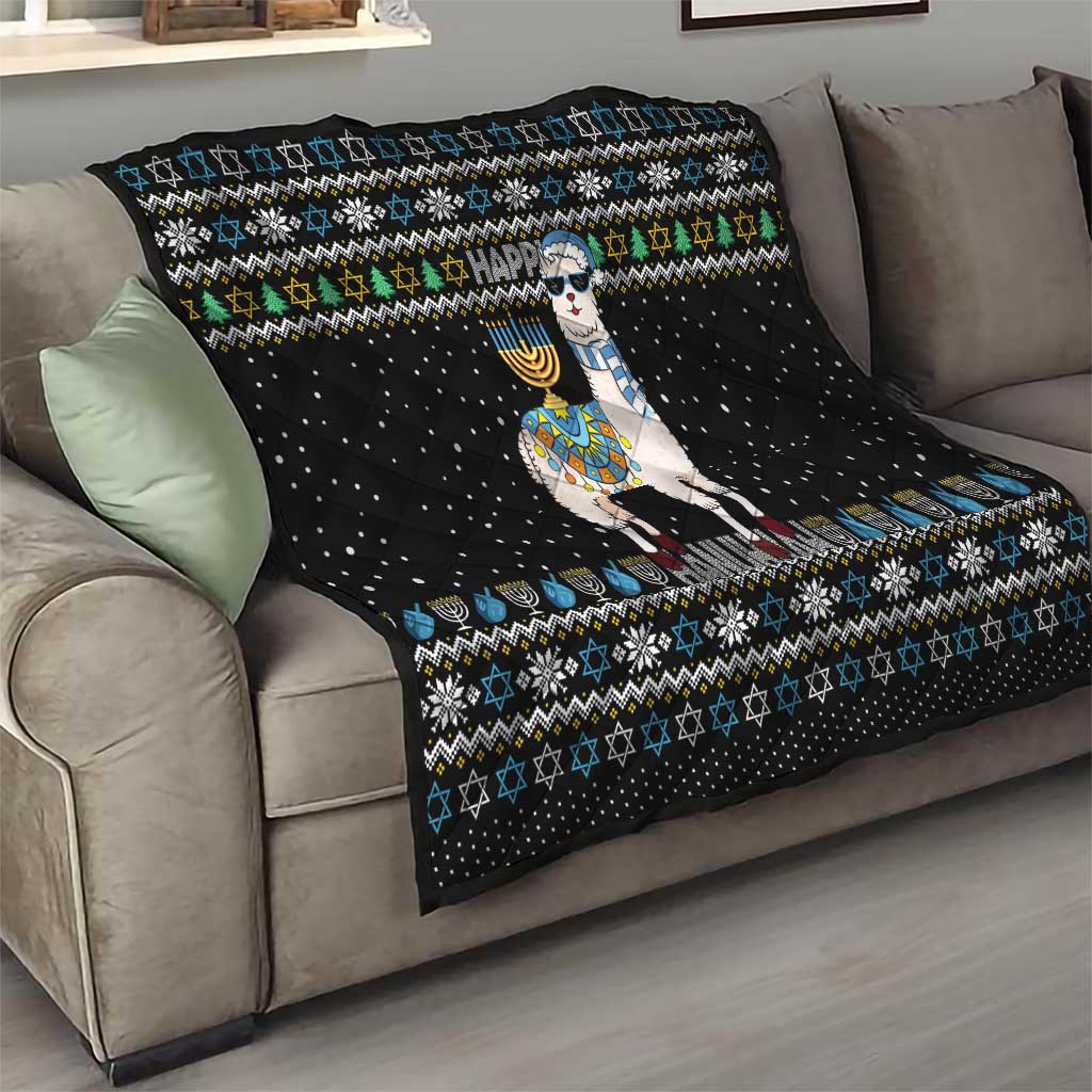 Happy Hanukkah Llama Quilt Funny Menorah for Jewish Holiday - Wonder Print Shop