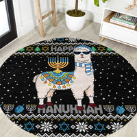 Happy Hanukkah Llama Round Carpet Funny Menorah for Jewish Holiday - Wonder Print Shop