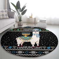 Happy Hanukkah Llama Round Carpet Funny Menorah for Jewish Holiday - Wonder Print Shop