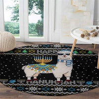 Happy Hanukkah Llama Round Carpet Funny Menorah for Jewish Holiday - Wonder Print Shop