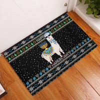 Happy Hanukkah Llama Rubber Doormat Funny Menorah for Jewish Holiday - Wonder Print Shop