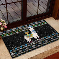 Happy Hanukkah Llama Rubber Doormat Funny Menorah for Jewish Holiday - Wonder Print Shop