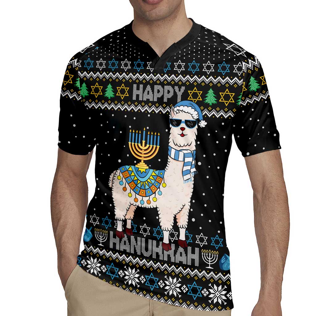 Happy Hanukkah Llama Rugby Jersey Funny Menorah for Jewish Holiday - Wonder Print Shop