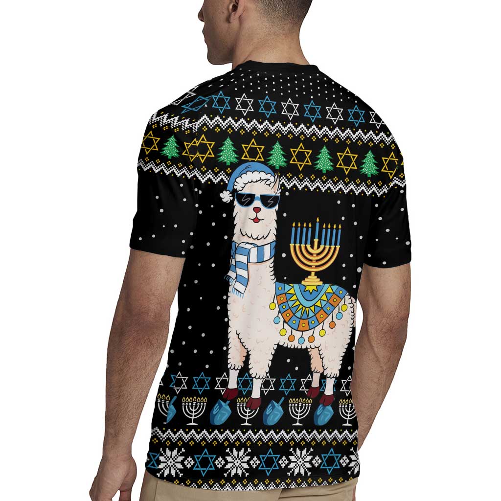 Happy Hanukkah Llama Rugby Jersey Funny Menorah for Jewish Holiday - Wonder Print Shop