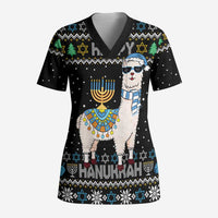 Happy Hanukkah Llama Scrub Top Funny Menorah for Jewish Holiday - Wonder Print Shop