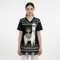 Happy Hanukkah Llama Scrub Top Funny Menorah for Jewish Holiday - Wonder Print Shop