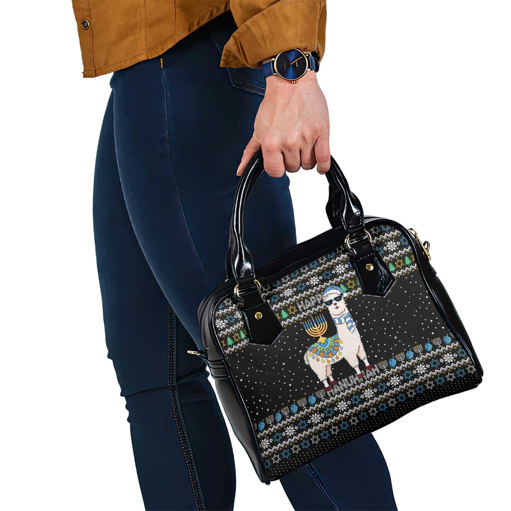 Happy Hanukkah Llama Shoulder Handbag Funny Menorah for Jewish Holiday - Wonder Print Shop