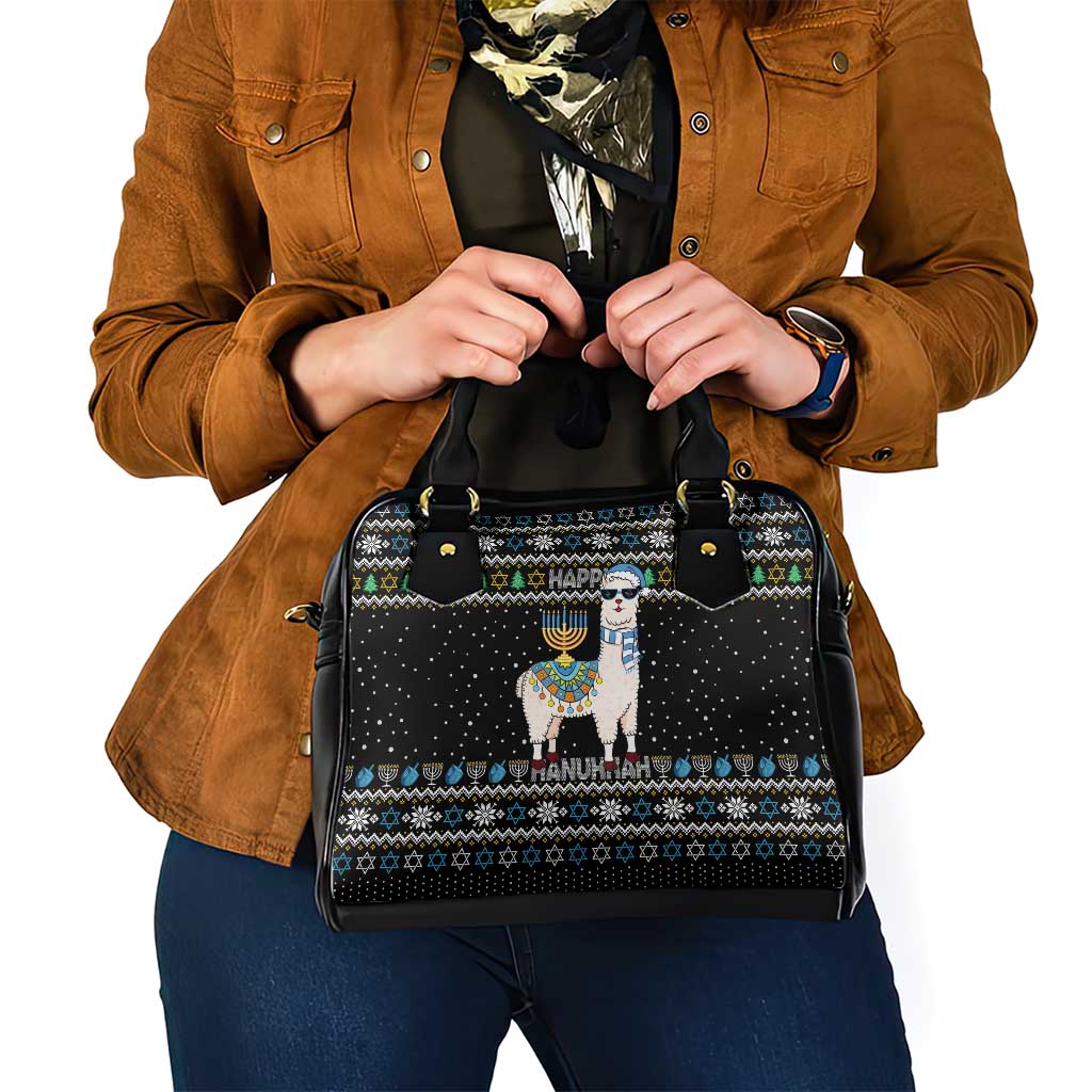 Happy Hanukkah Llama Shoulder Handbag Funny Menorah for Jewish Holiday - Wonder Print Shop