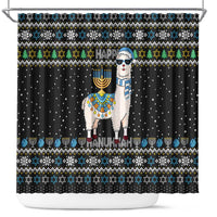 Happy Hanukkah Llama Shower Curtain Funny Menorah for Jewish Holiday - Wonder Print Shop