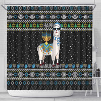 Happy Hanukkah Llama Shower Curtain Funny Menorah for Jewish Holiday - Wonder Print Shop