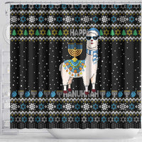 Happy Hanukkah Llama Shower Curtain Funny Menorah for Jewish Holiday - Wonder Print Shop