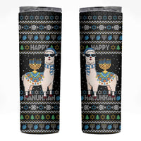 Happy Hanukkah Llama Skinny Tumbler Funny Menorah for Jewish Holiday - Wonder Print Shop