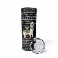 Happy Hanukkah Llama Skinny Tumbler Funny Menorah for Jewish Holiday - Wonder Print Shop