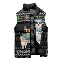 Happy Hanukkah Llama Sleeveless Puffer Jacket Funny Menorah for Jewish Holiday - Wonder Print Shop