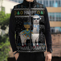 Happy Hanukkah Llama Sleeveless Puffer Jacket Funny Menorah for Jewish Holiday - Wonder Print Shop