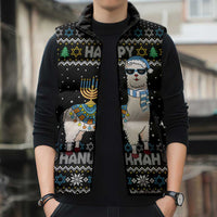 Happy Hanukkah Llama Sleeveless Puffer Jacket Funny Menorah for Jewish Holiday - Wonder Print Shop
