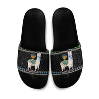 Happy Hanukkah Llama Slide Sandals Funny Menorah for Jewish Holiday - Wonder Print Shop