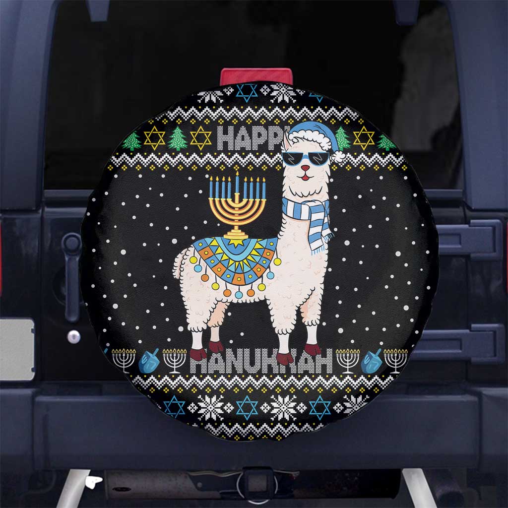 Happy Hanukkah Llama Spare Tire Cover Funny Menorah for Jewish Holiday - Wonder Print Shop