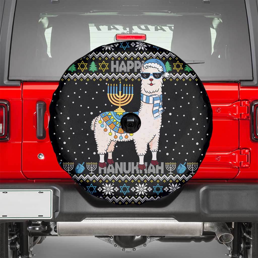 Happy Hanukkah Llama Spare Tire Cover Funny Menorah for Jewish Holiday - Wonder Print Shop