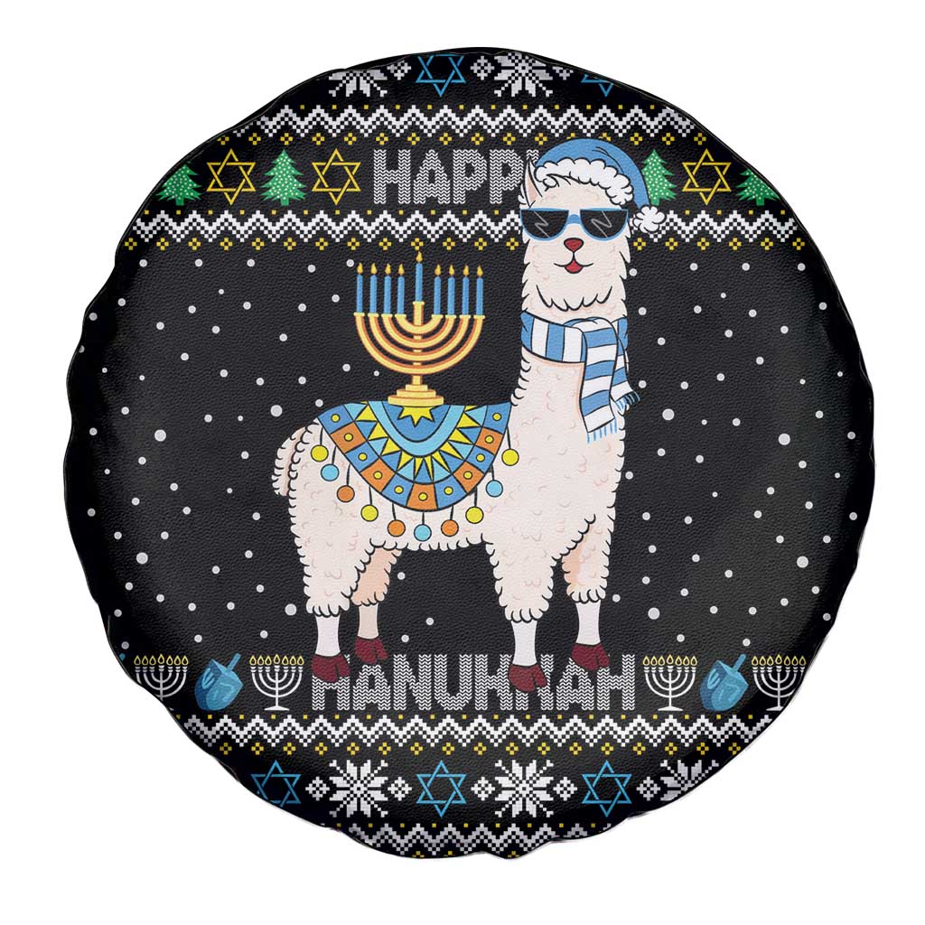 Happy Hanukkah Llama Spare Tire Cover Funny Menorah for Jewish Holiday - Wonder Print Shop