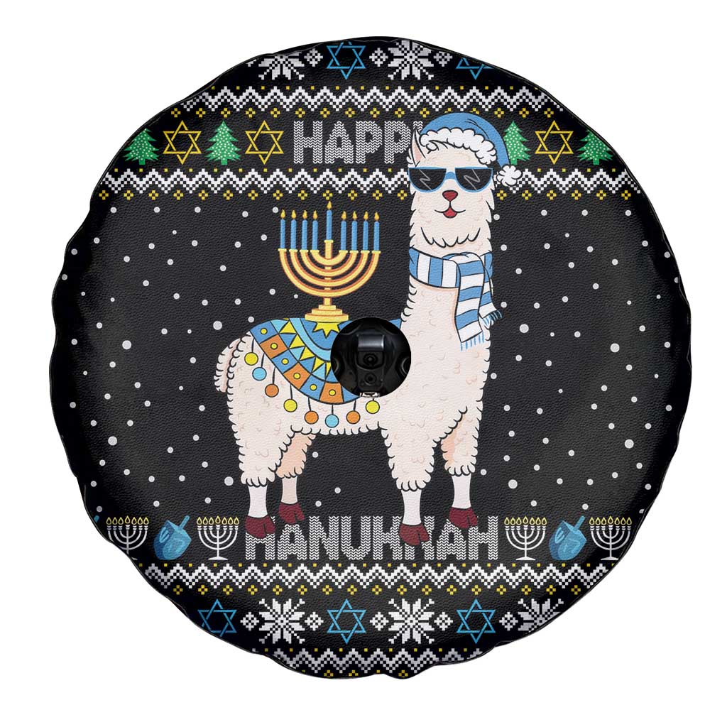Happy Hanukkah Llama Spare Tire Cover Funny Menorah for Jewish Holiday - Wonder Print Shop