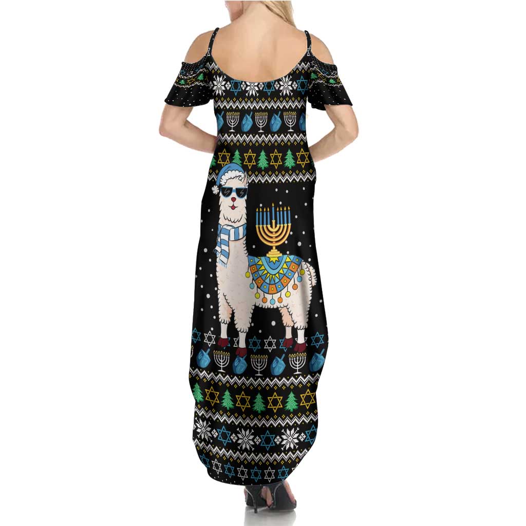 Happy Hanukkah Llama Summer Maxi Dress Funny Menorah for Jewish Holiday - Wonder Print Shop