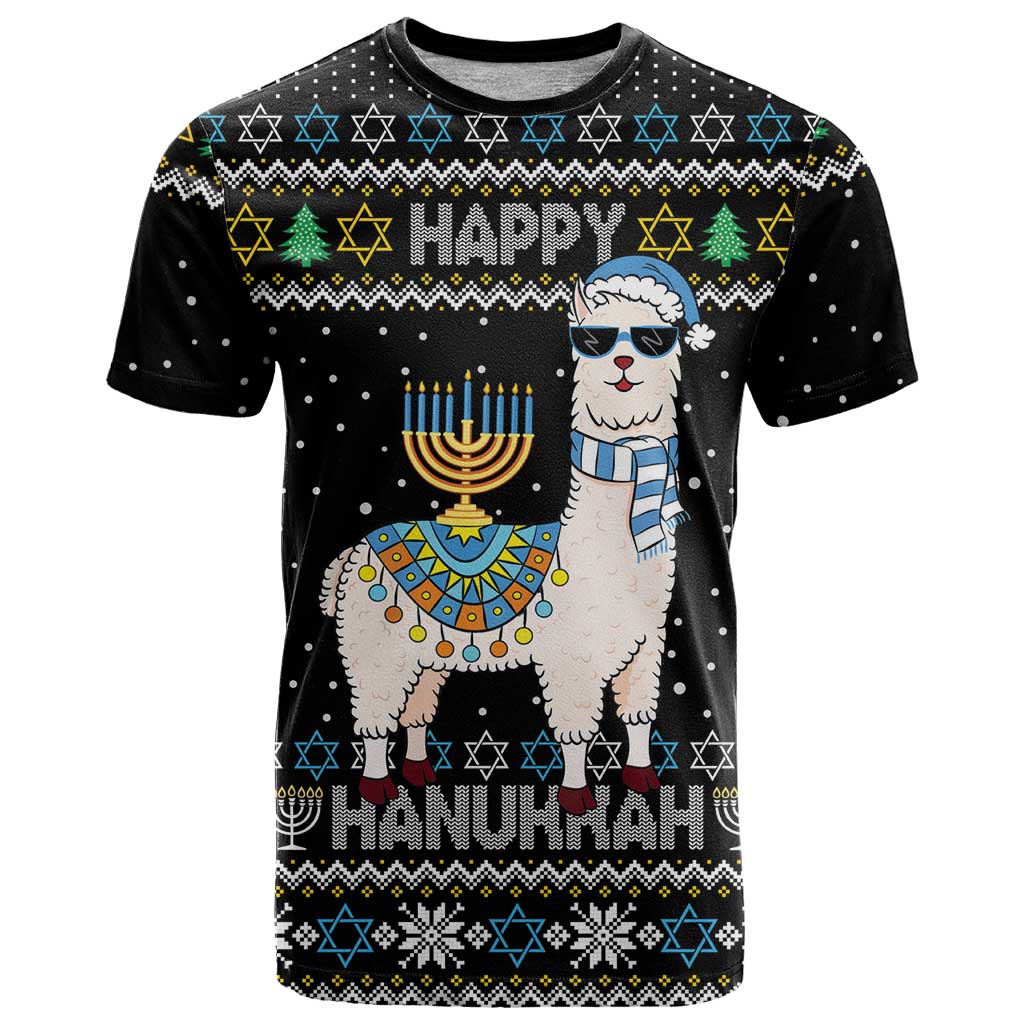 Happy Hanukkah Llama T Shirt Funny Menorah for Jewish Holiday - Wonder Print Shop