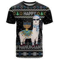 Happy Hanukkah Llama T Shirt Funny Menorah for Jewish Holiday - Wonder Print Shop