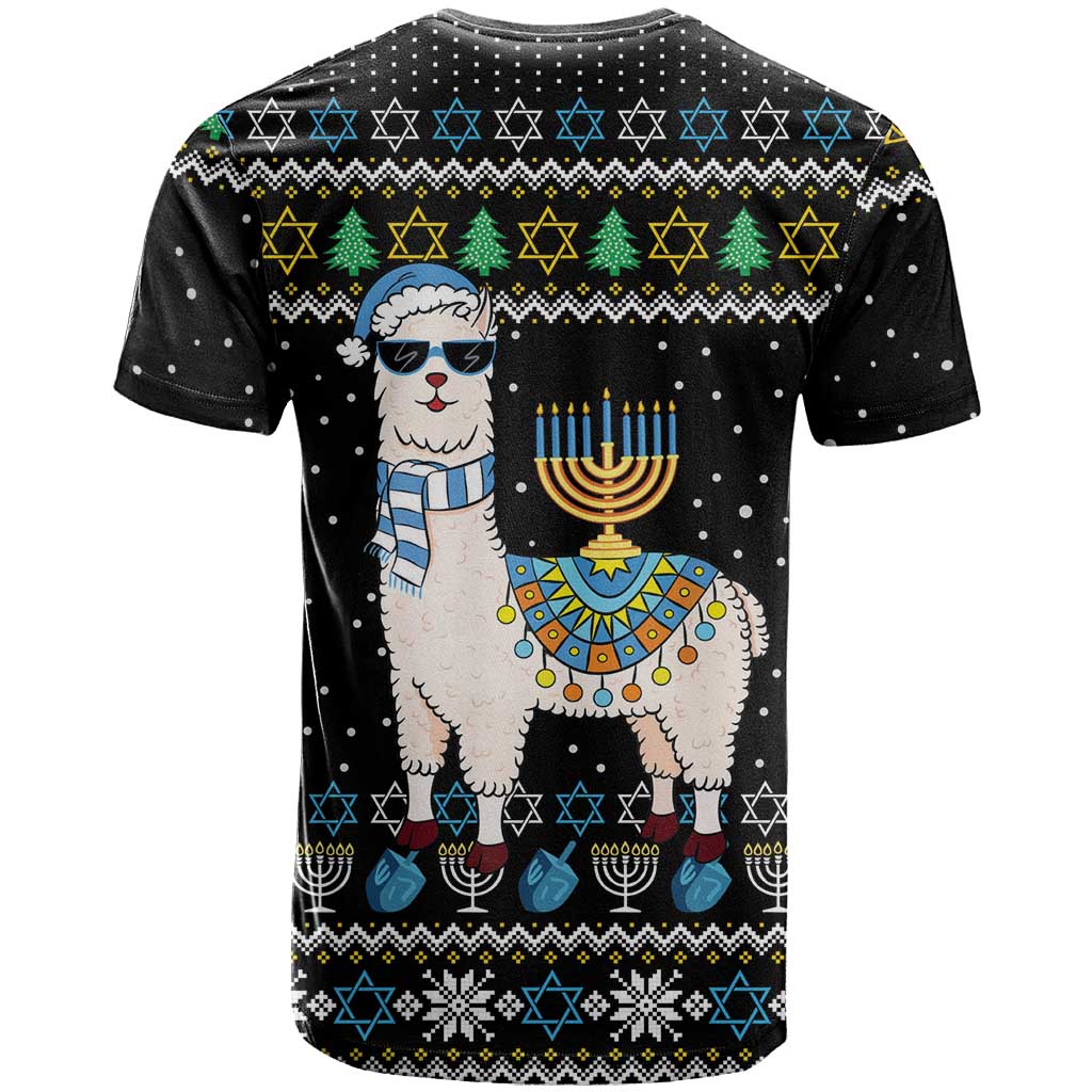 Happy Hanukkah Llama T Shirt Funny Menorah for Jewish Holiday - Wonder Print Shop
