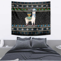 Happy Hanukkah Llama Tapestry Funny Menorah for Jewish Holiday - Wonder Print Shop
