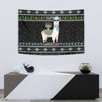 Happy Hanukkah Llama Tapestry Funny Menorah for Jewish Holiday - Wonder Print Shop
