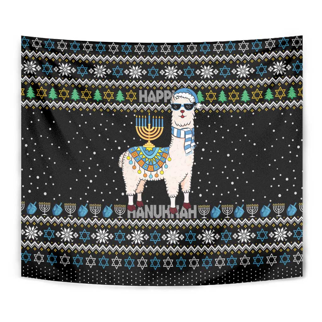 Happy Hanukkah Llama Tapestry Funny Menorah for Jewish Holiday - Wonder Print Shop
