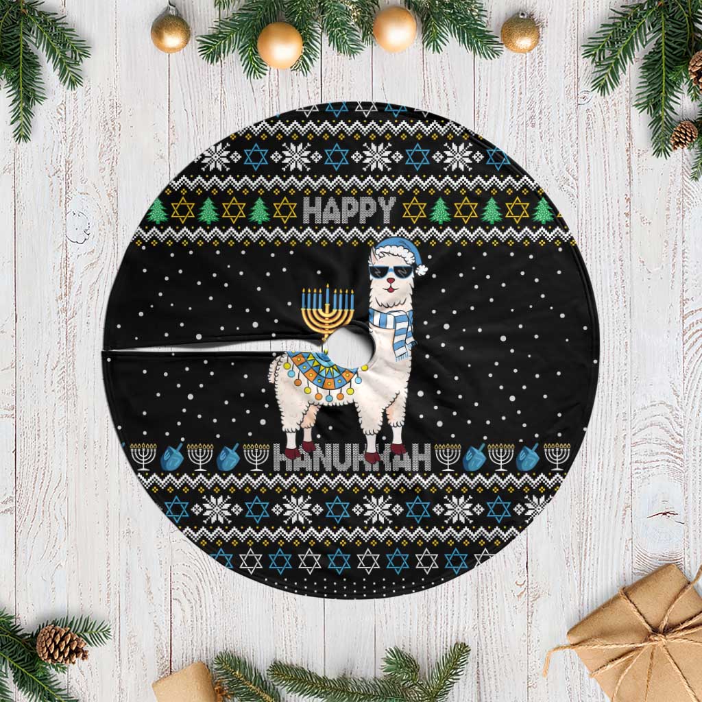 Happy Hanukkah Llama Tree Skirt Funny Menorah for Jewish Holiday - Wonder Print Shop