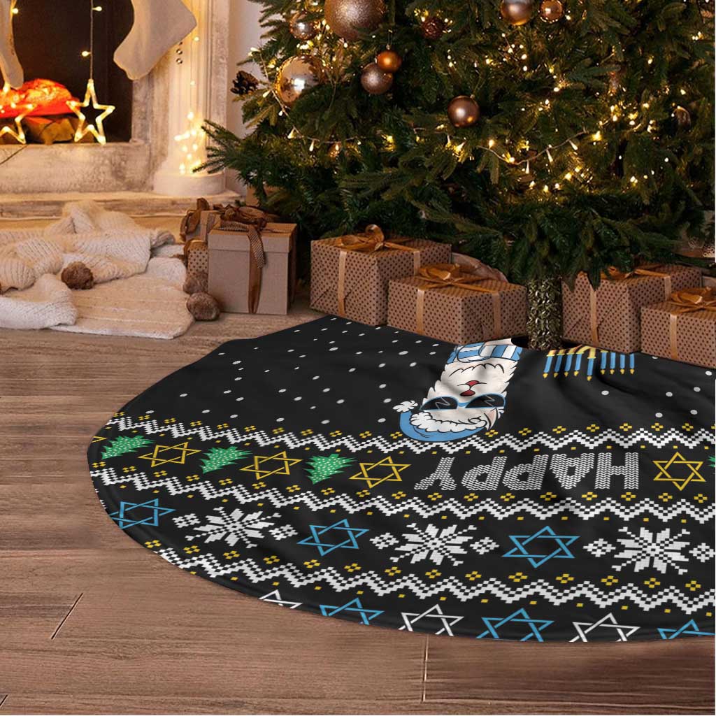 Happy Hanukkah Llama Tree Skirt Funny Menorah for Jewish Holiday - Wonder Print Shop