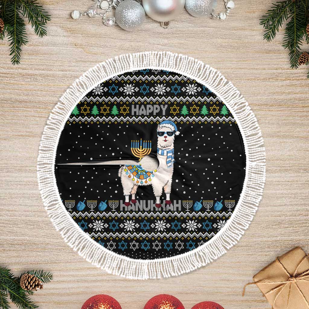 Happy Hanukkah Llama Tree Skirt Funny Menorah for Jewish Holiday - Wonder Print Shop