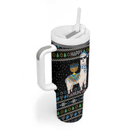Happy Hanukkah Llama Tumbler With Handle Funny Menorah for Jewish Holiday - Wonder Print Shop